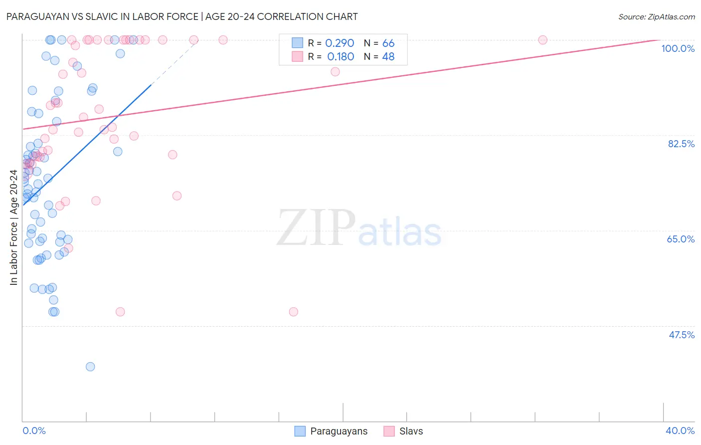 Paraguayan vs Slavic In Labor Force | Age 20-24