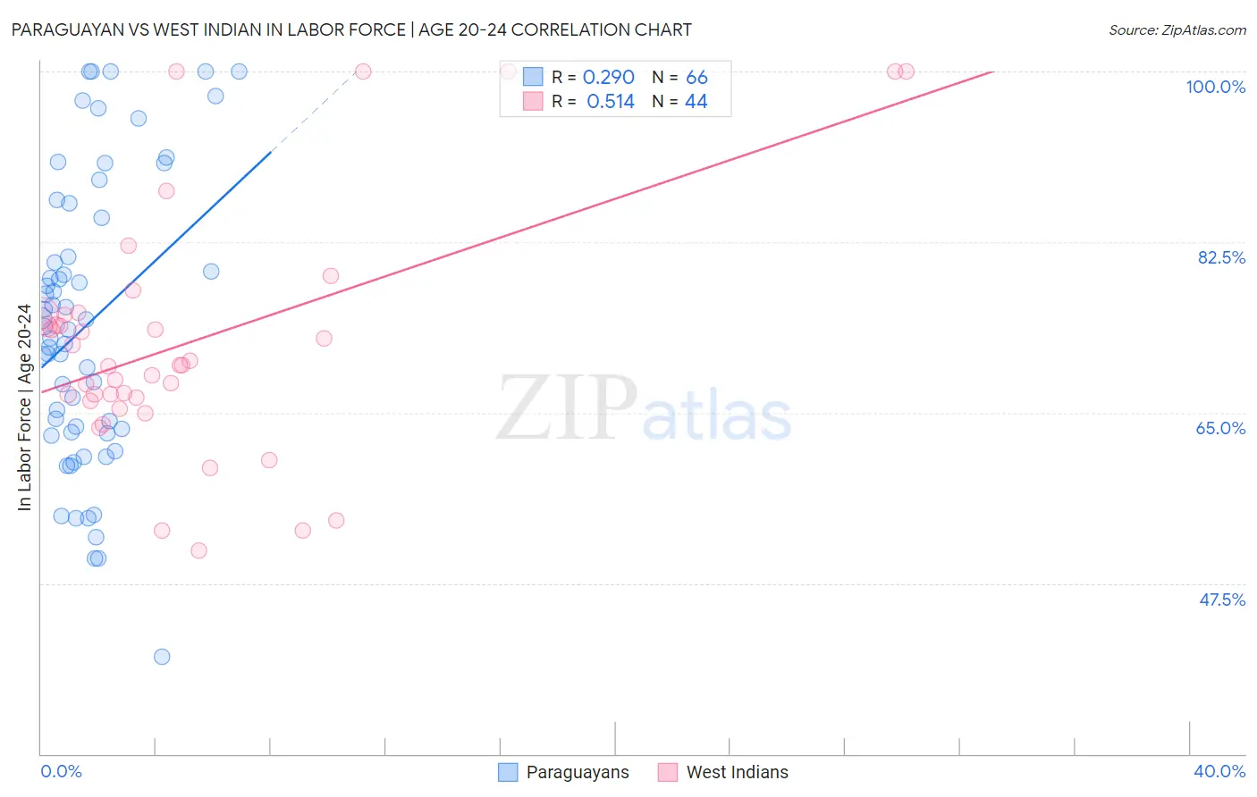 Paraguayan vs West Indian In Labor Force | Age 20-24