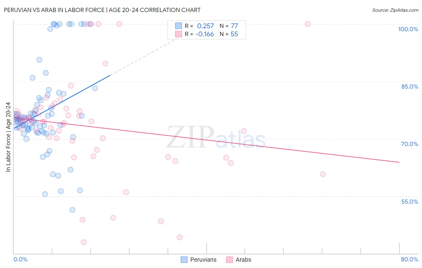 Peruvian vs Arab In Labor Force | Age 20-24