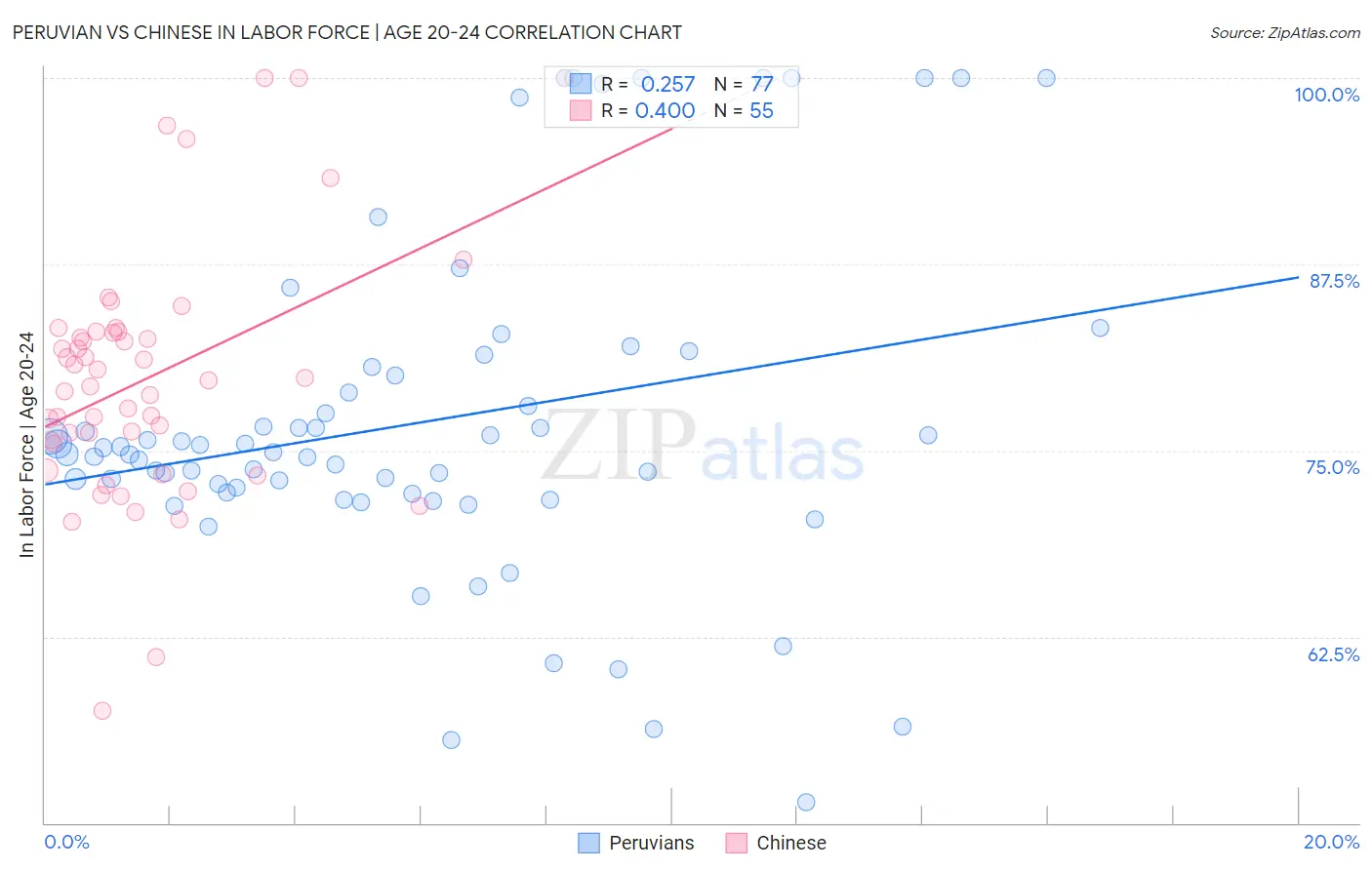 Peruvian vs Chinese In Labor Force | Age 20-24