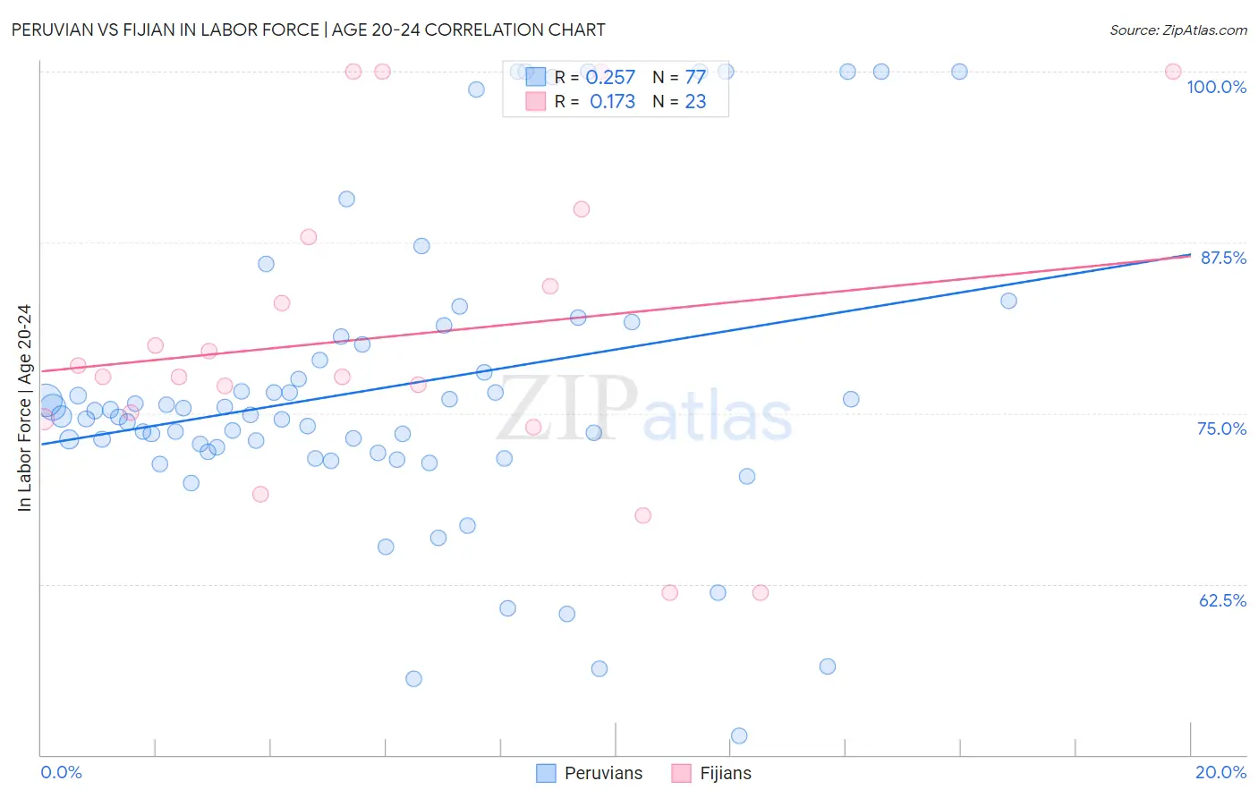 Peruvian vs Fijian In Labor Force | Age 20-24