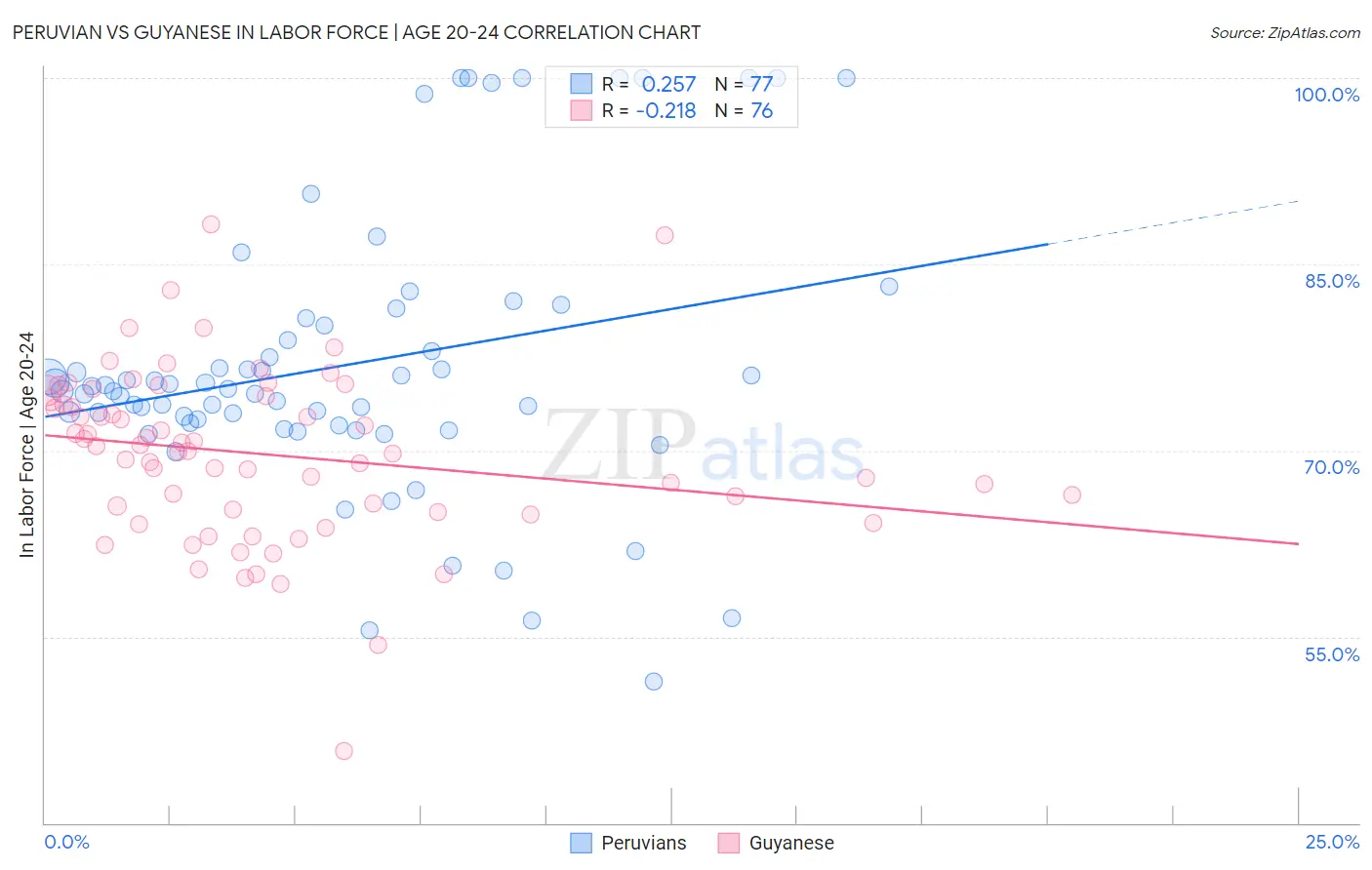 Peruvian vs Guyanese In Labor Force | Age 20-24