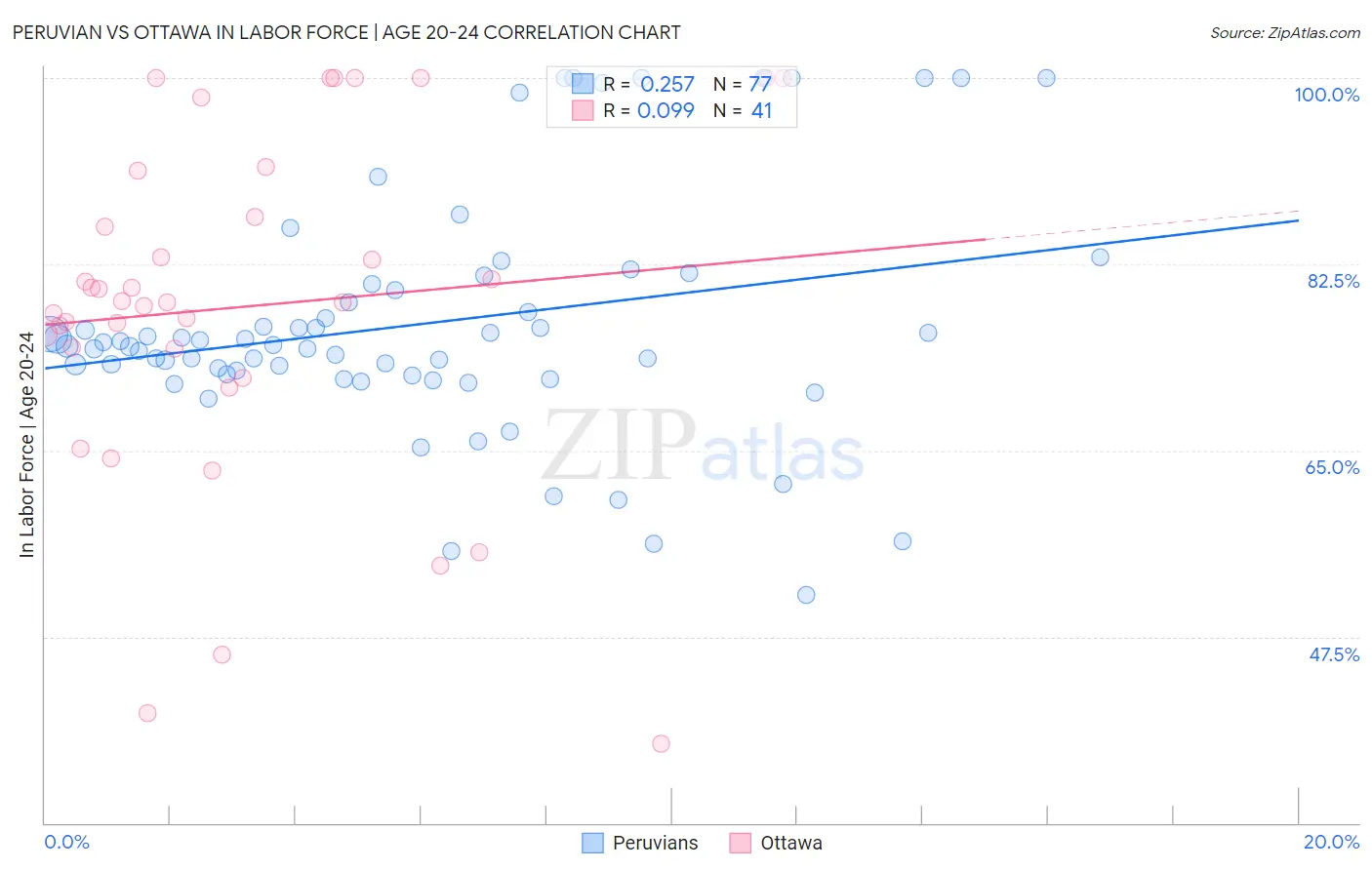 Peruvian vs Ottawa In Labor Force | Age 20-24