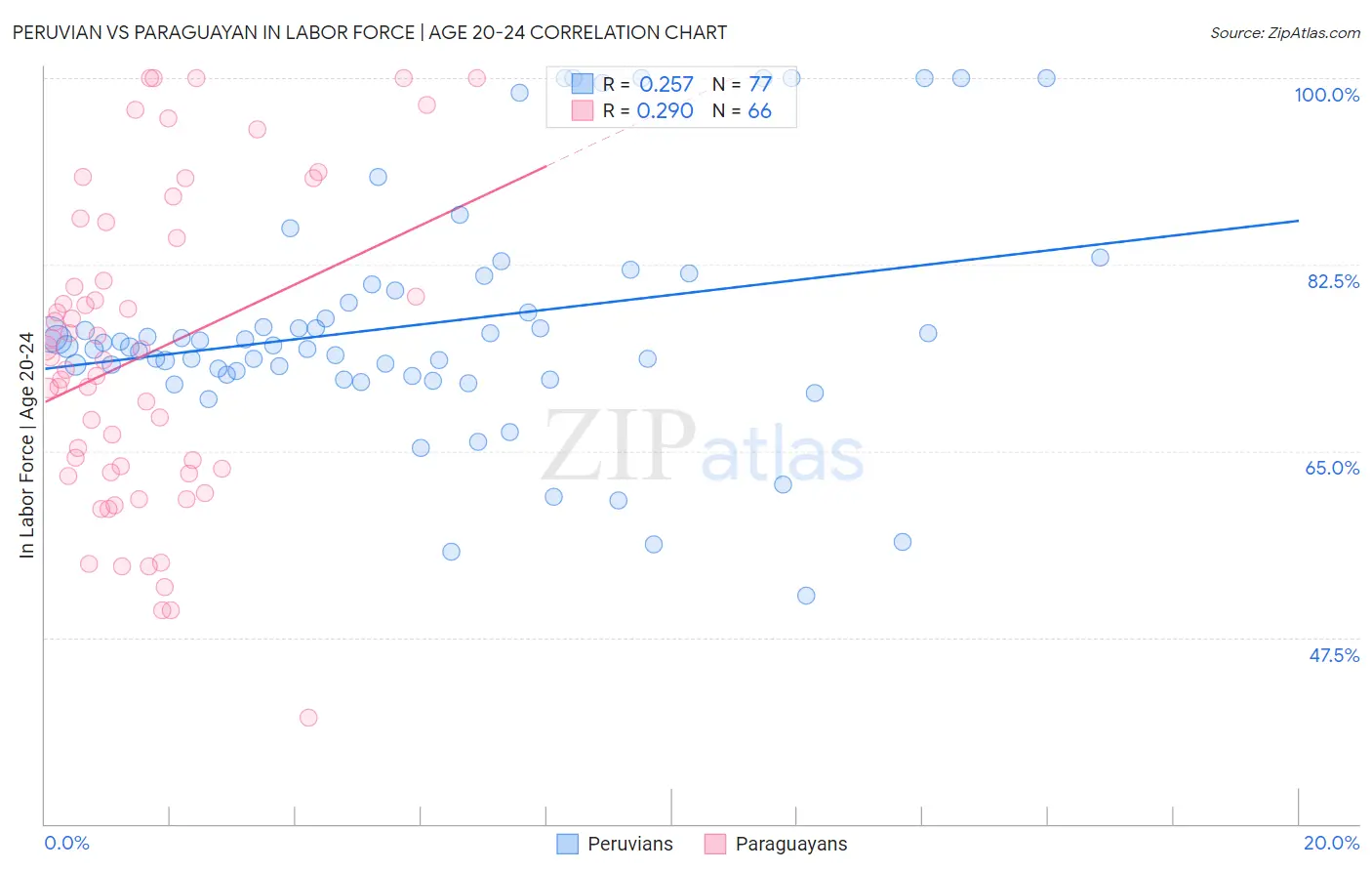 Peruvian vs Paraguayan In Labor Force | Age 20-24