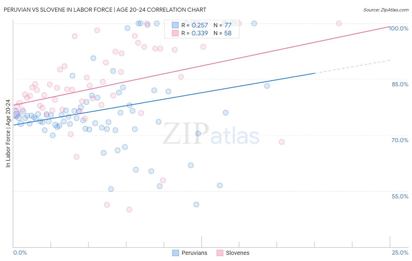 Peruvian vs Slovene In Labor Force | Age 20-24