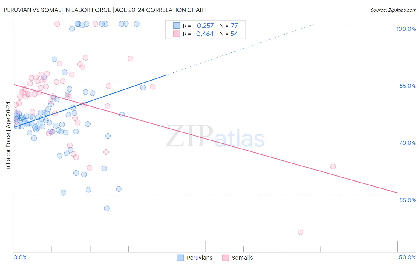 Peruvian vs Somali In Labor Force | Age 20-24