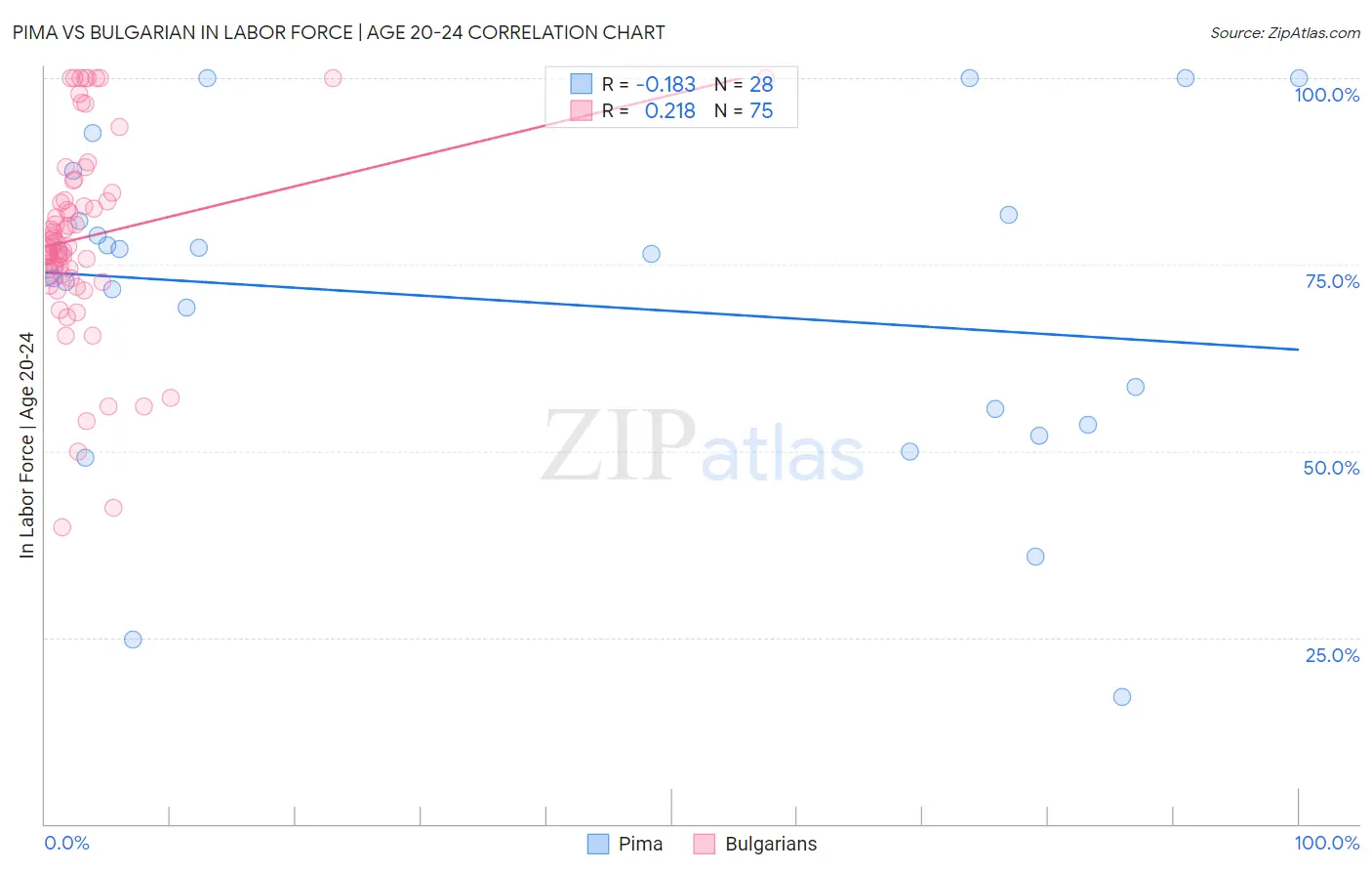 Pima vs Bulgarian In Labor Force | Age 20-24