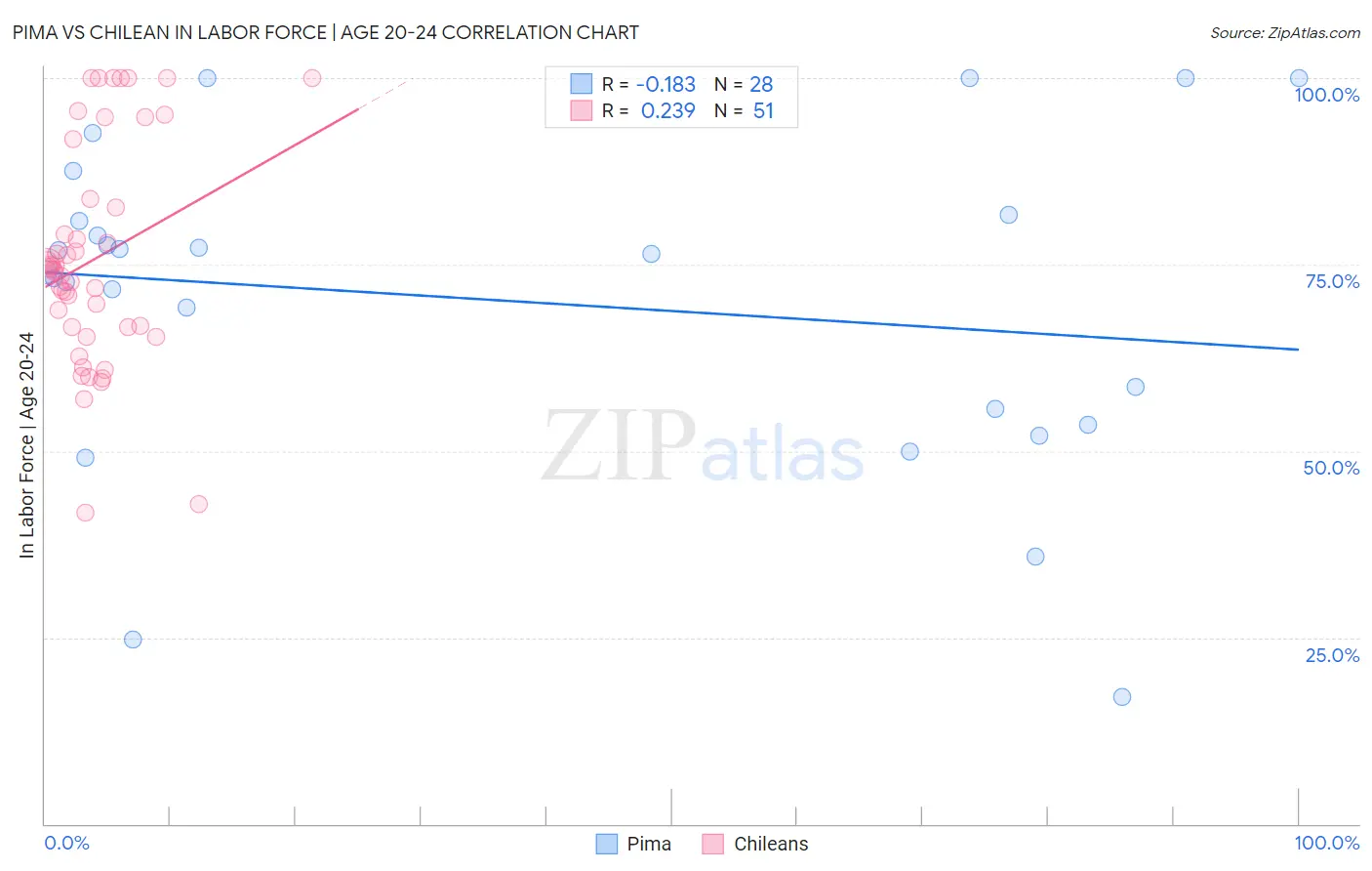 Pima vs Chilean In Labor Force | Age 20-24