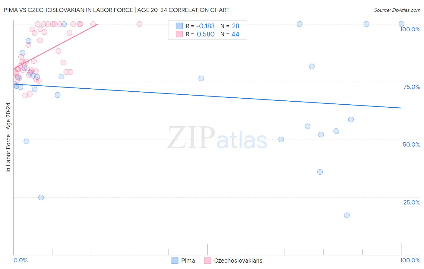 Pima vs Czechoslovakian In Labor Force | Age 20-24