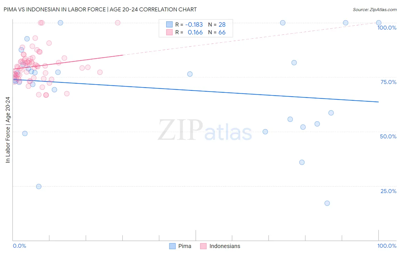 Pima vs Indonesian In Labor Force | Age 20-24