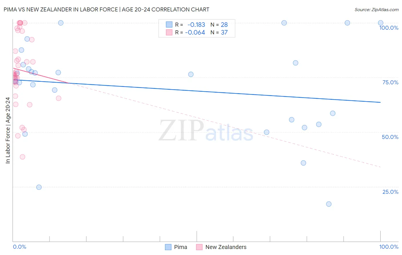 Pima vs New Zealander In Labor Force | Age 20-24