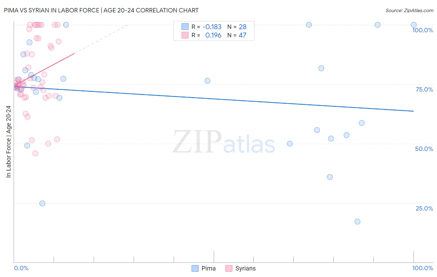 Pima vs Syrian In Labor Force | Age 20-24