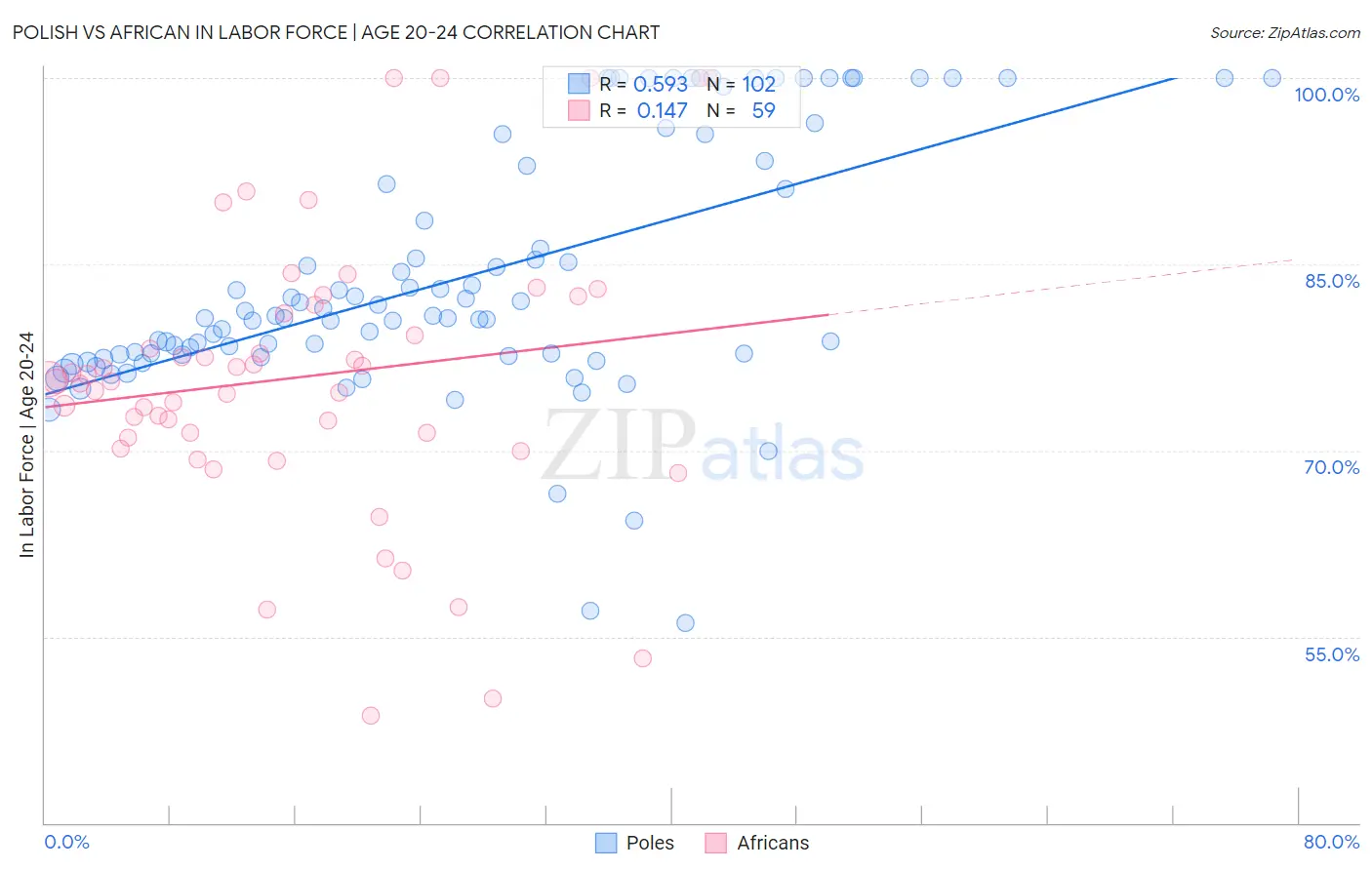 Polish vs African In Labor Force | Age 20-24