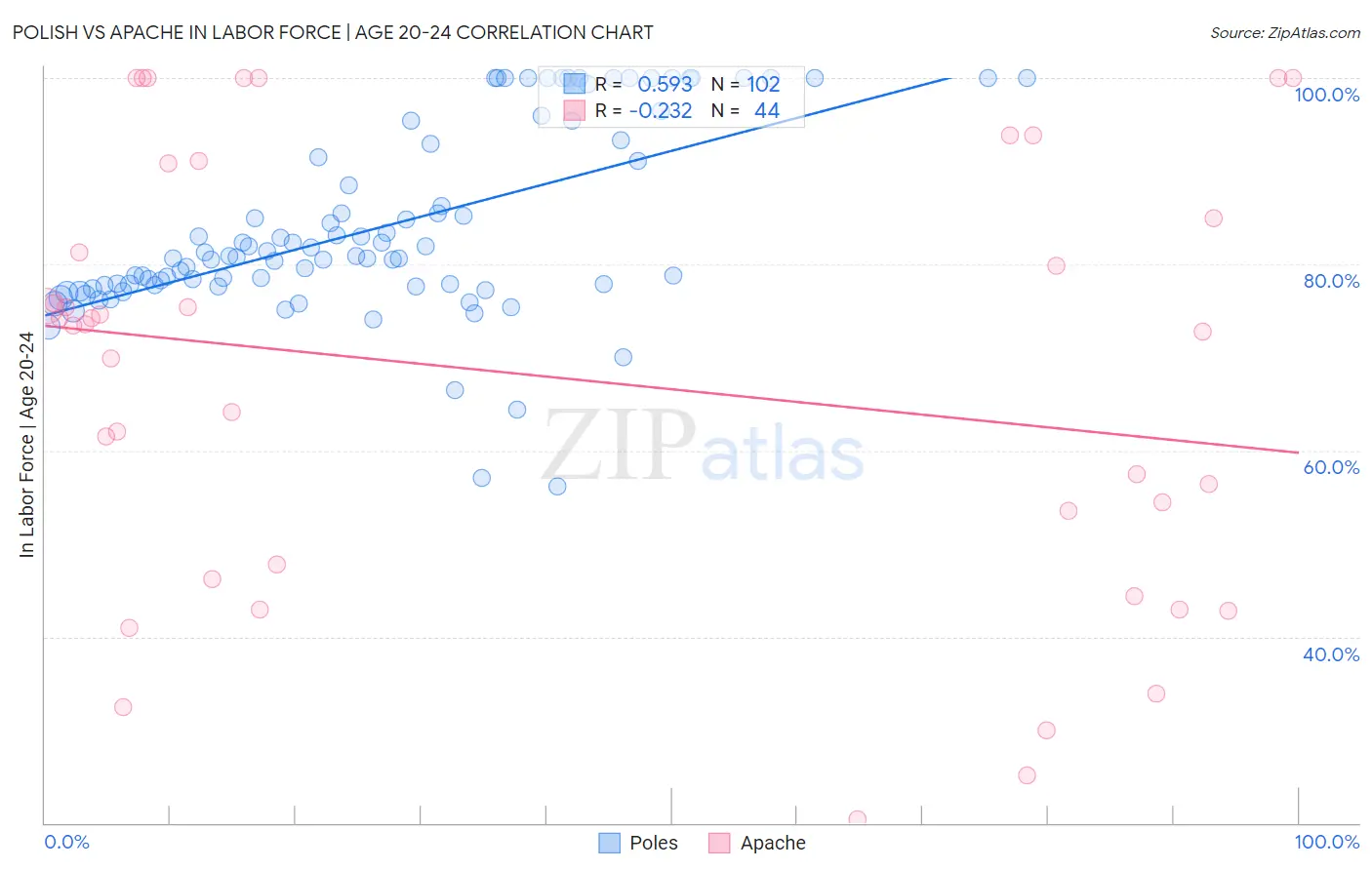 Polish vs Apache In Labor Force | Age 20-24