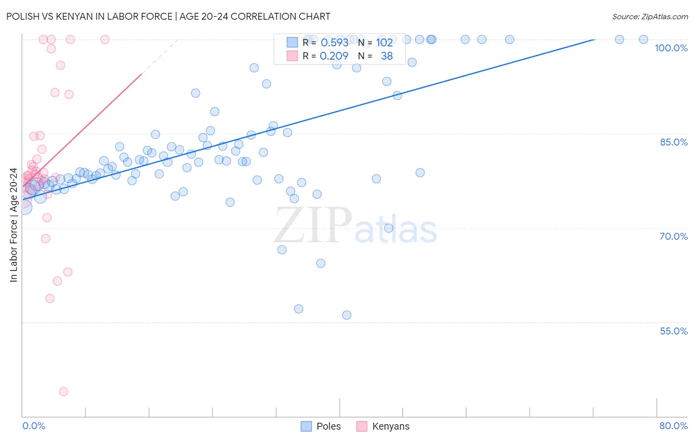 Polish vs Kenyan In Labor Force | Age 20-24