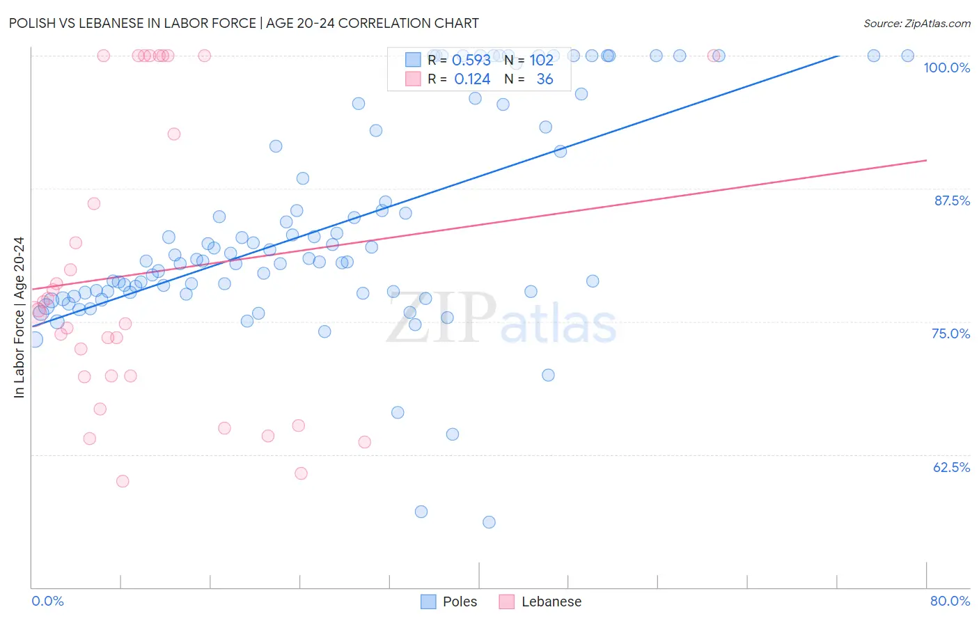 Polish vs Lebanese In Labor Force | Age 20-24