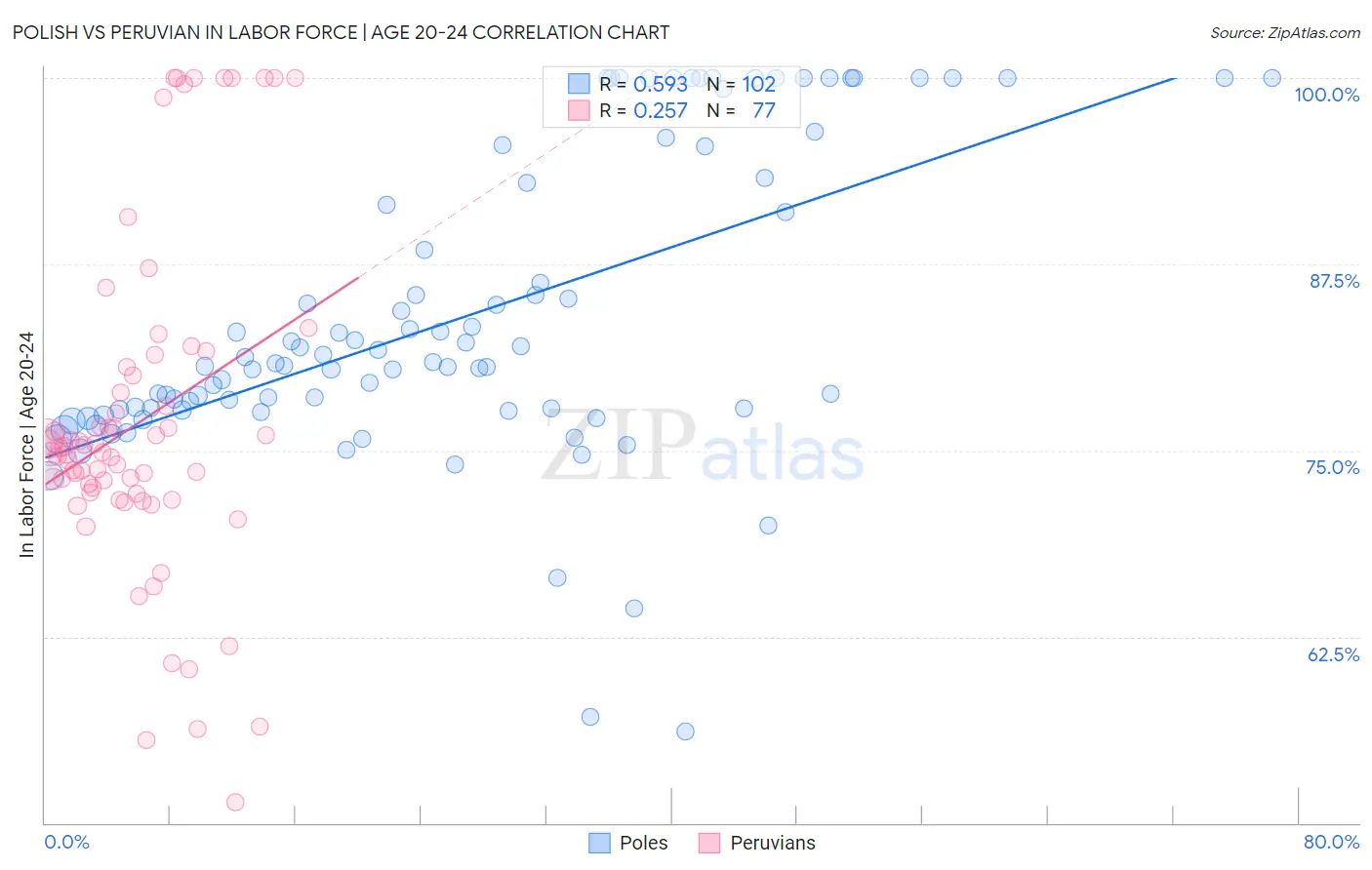 Polish vs Peruvian In Labor Force | Age 20-24