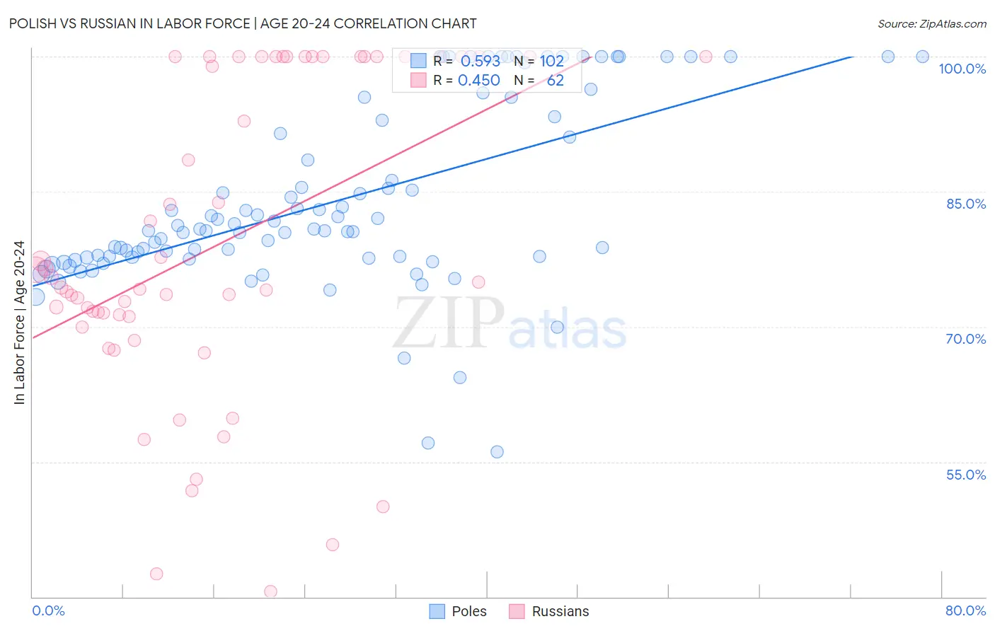 Polish vs Russian In Labor Force | Age 20-24