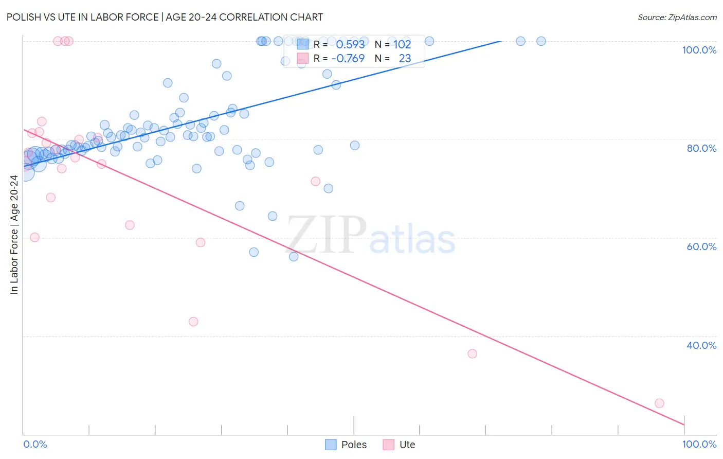 Polish vs Ute In Labor Force | Age 20-24