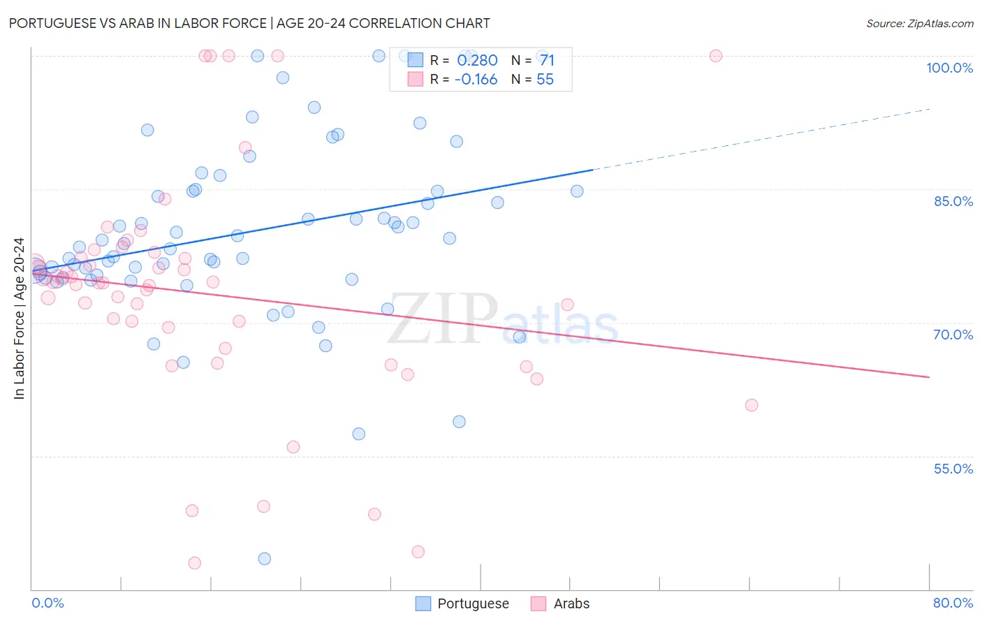 Portuguese vs Arab In Labor Force | Age 20-24