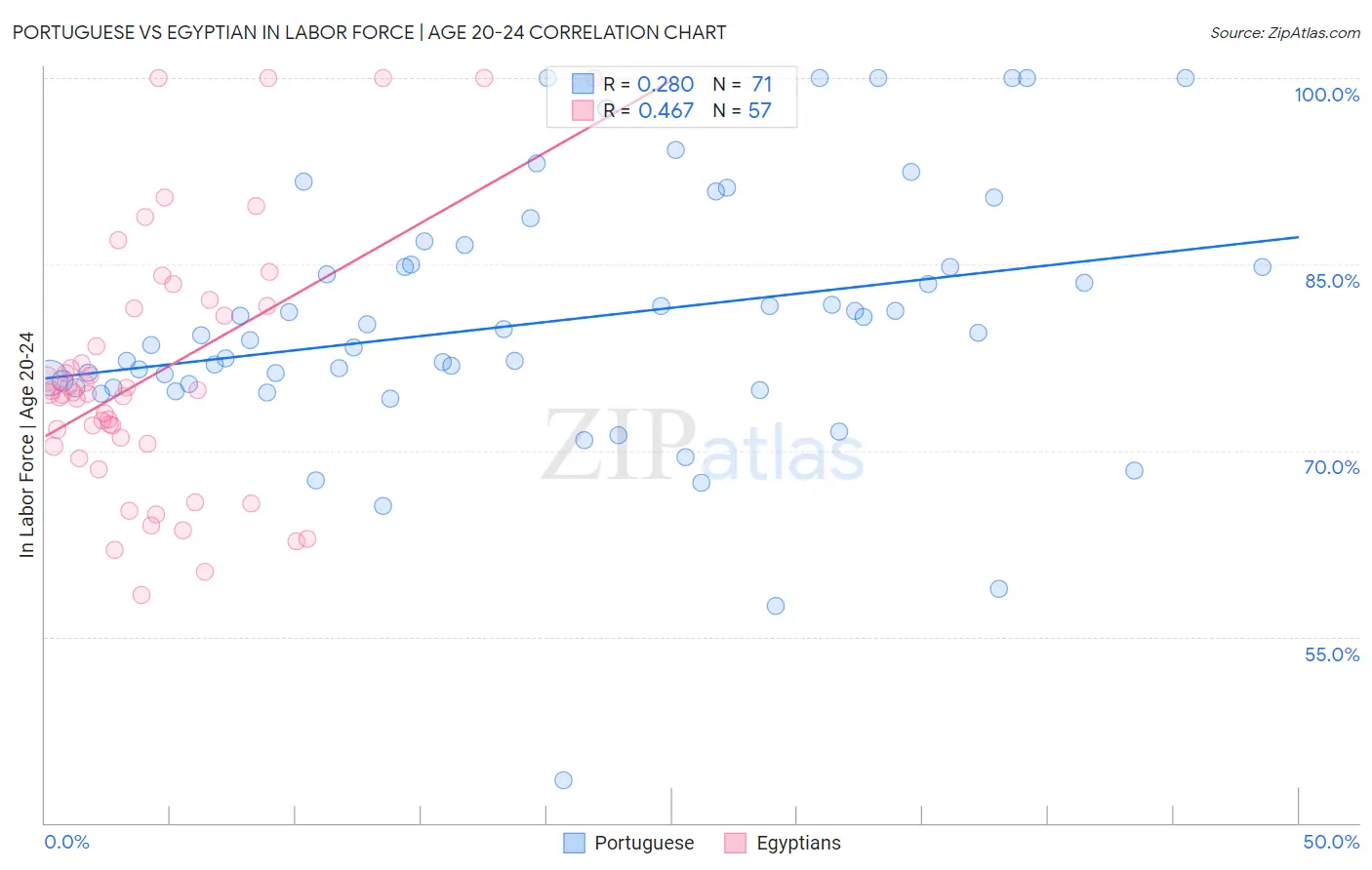 Portuguese vs Egyptian In Labor Force | Age 20-24