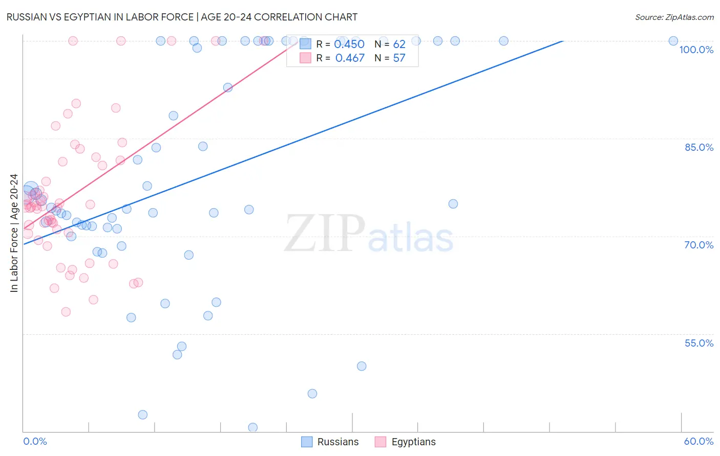 Russian vs Egyptian In Labor Force | Age 20-24