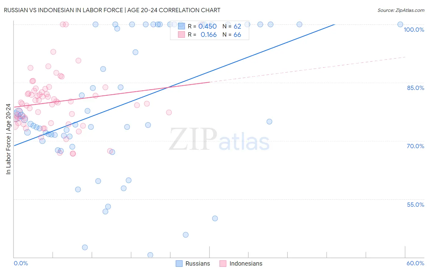 Russian vs Indonesian In Labor Force | Age 20-24