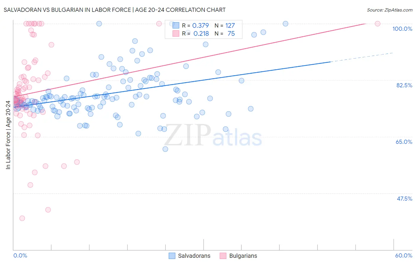 Salvadoran vs Bulgarian In Labor Force | Age 20-24