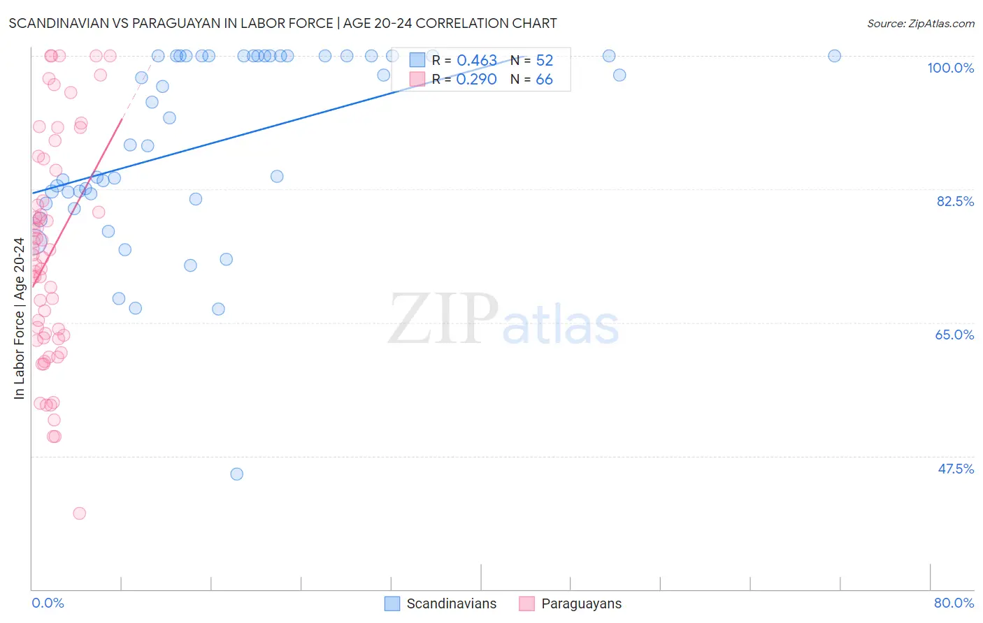 Scandinavian vs Paraguayan In Labor Force | Age 20-24