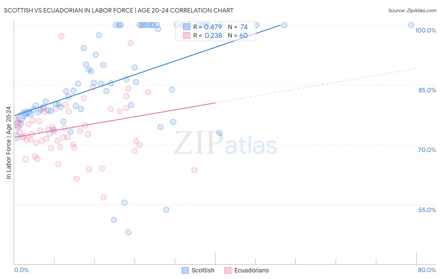 Scottish vs Ecuadorian In Labor Force | Age 20-24