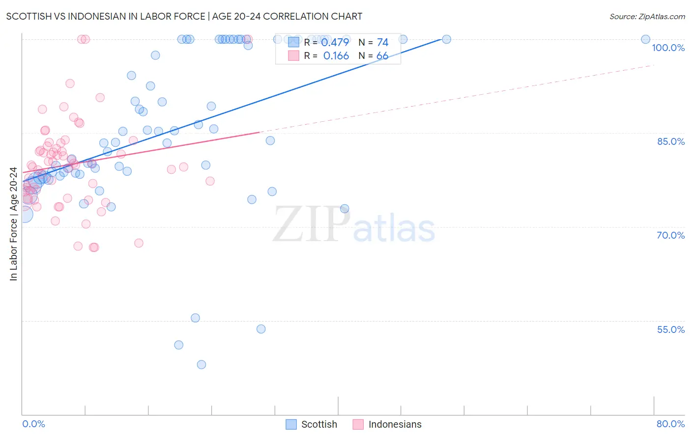 Scottish vs Indonesian In Labor Force | Age 20-24