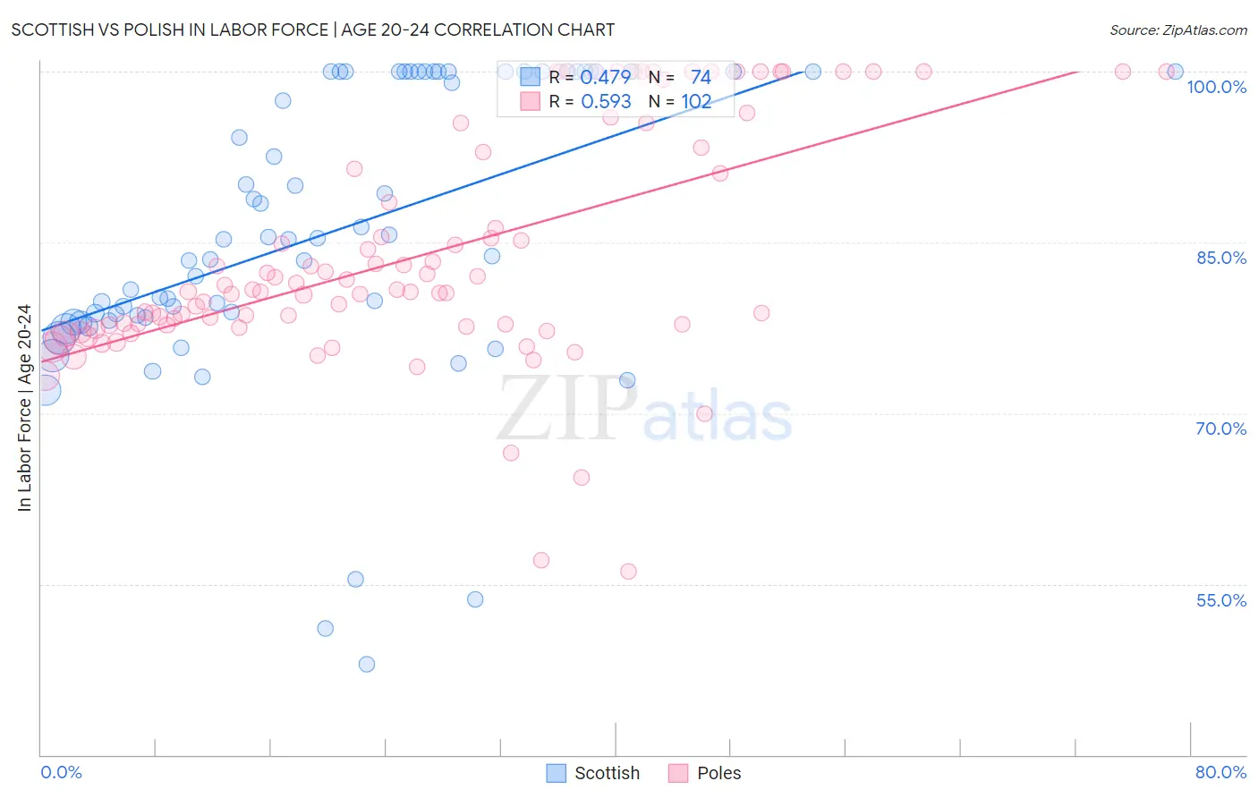 Scottish vs Polish In Labor Force | Age 20-24