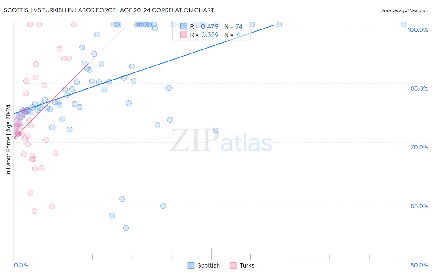 Scottish vs Turkish In Labor Force | Age 20-24