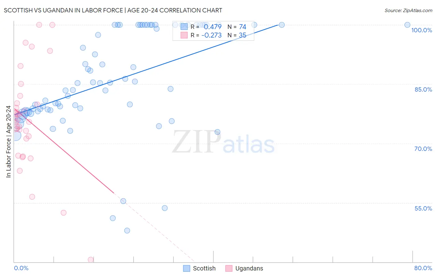 Scottish vs Ugandan In Labor Force | Age 20-24