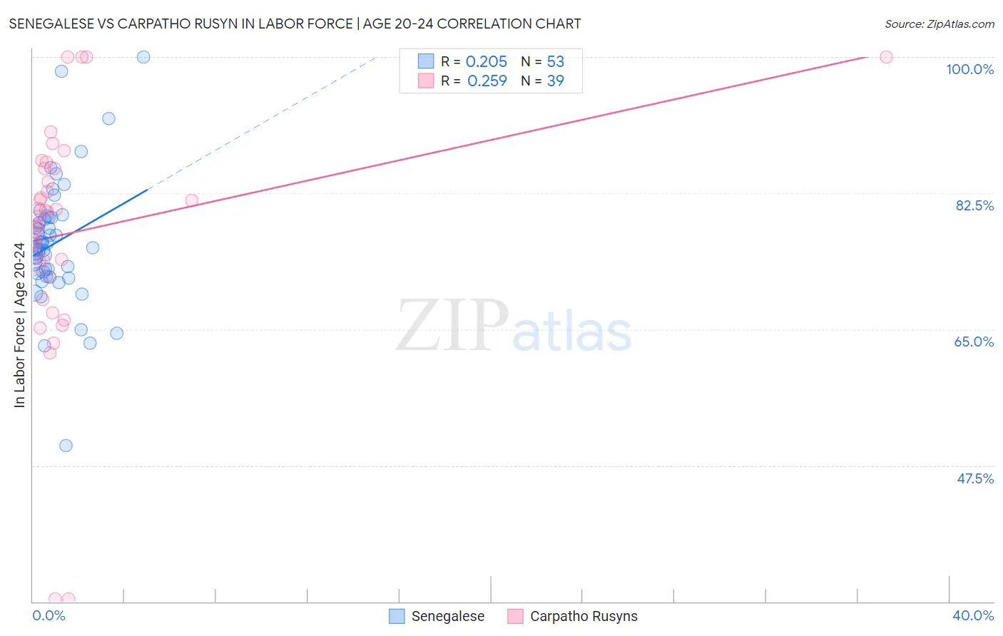 Senegalese vs Carpatho Rusyn In Labor Force | Age 20-24