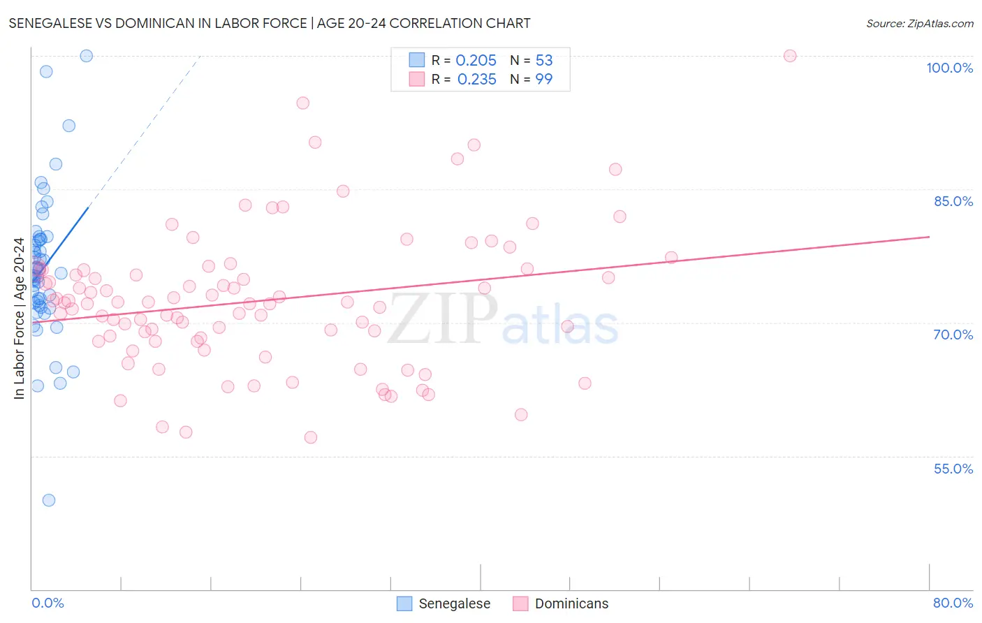 Senegalese vs Dominican In Labor Force | Age 20-24