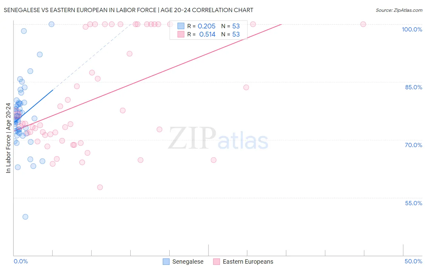 Senegalese vs Eastern European In Labor Force | Age 20-24