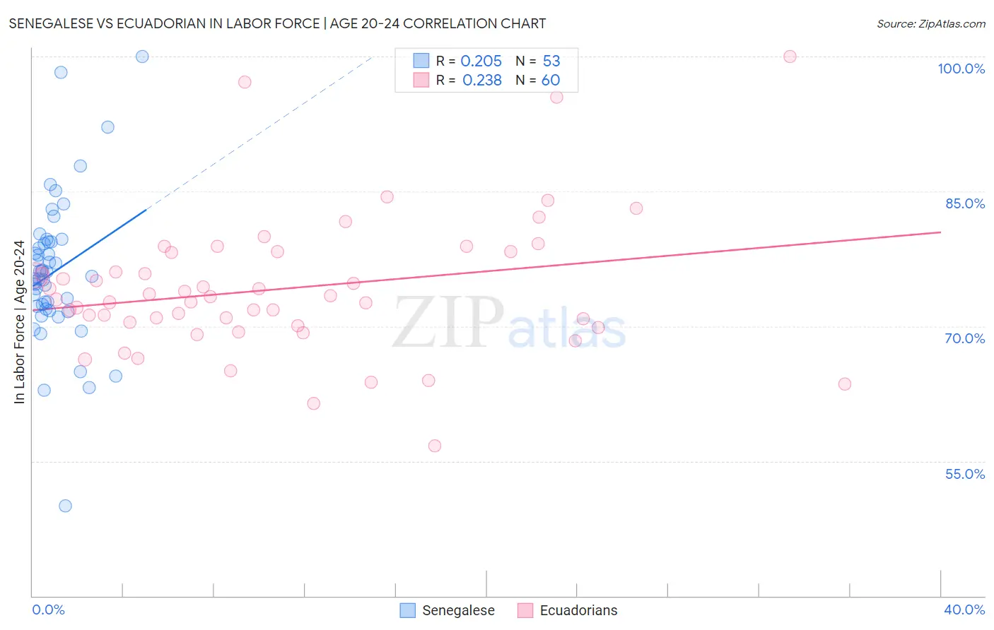 Senegalese vs Ecuadorian In Labor Force | Age 20-24