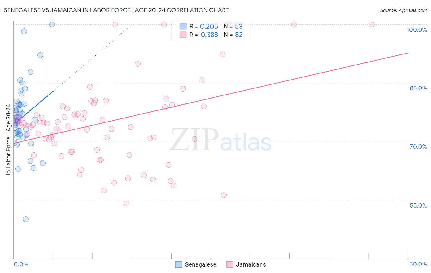 Senegalese vs Jamaican In Labor Force | Age 20-24