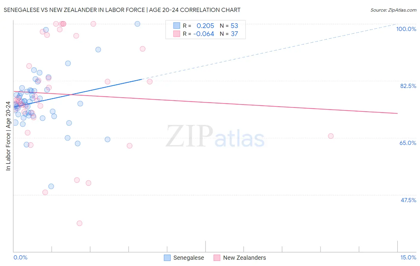 Senegalese vs New Zealander In Labor Force | Age 20-24