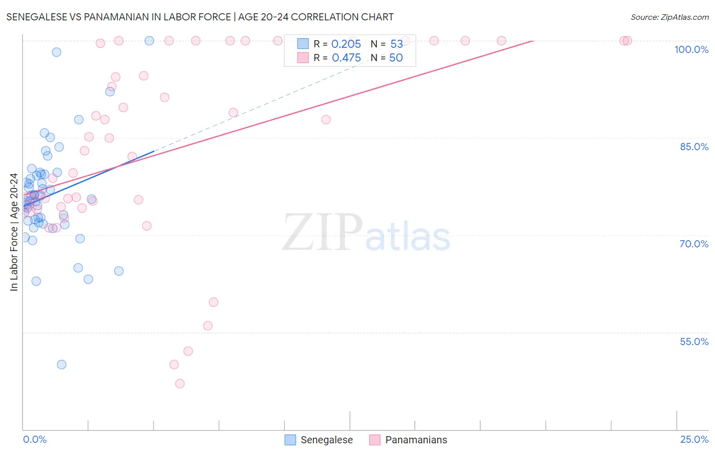 Senegalese vs Panamanian In Labor Force | Age 20-24