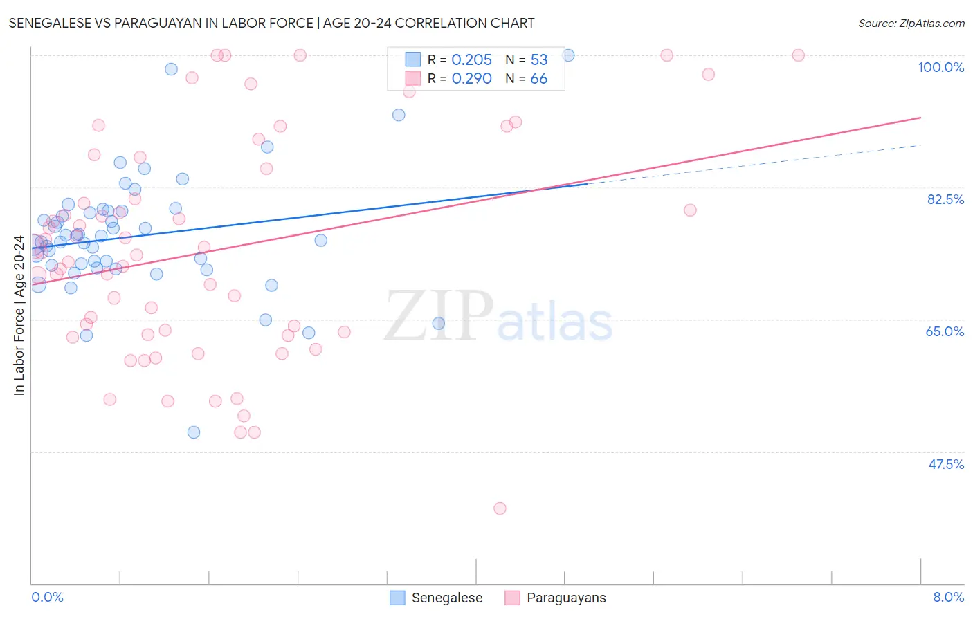 Senegalese vs Paraguayan In Labor Force | Age 20-24