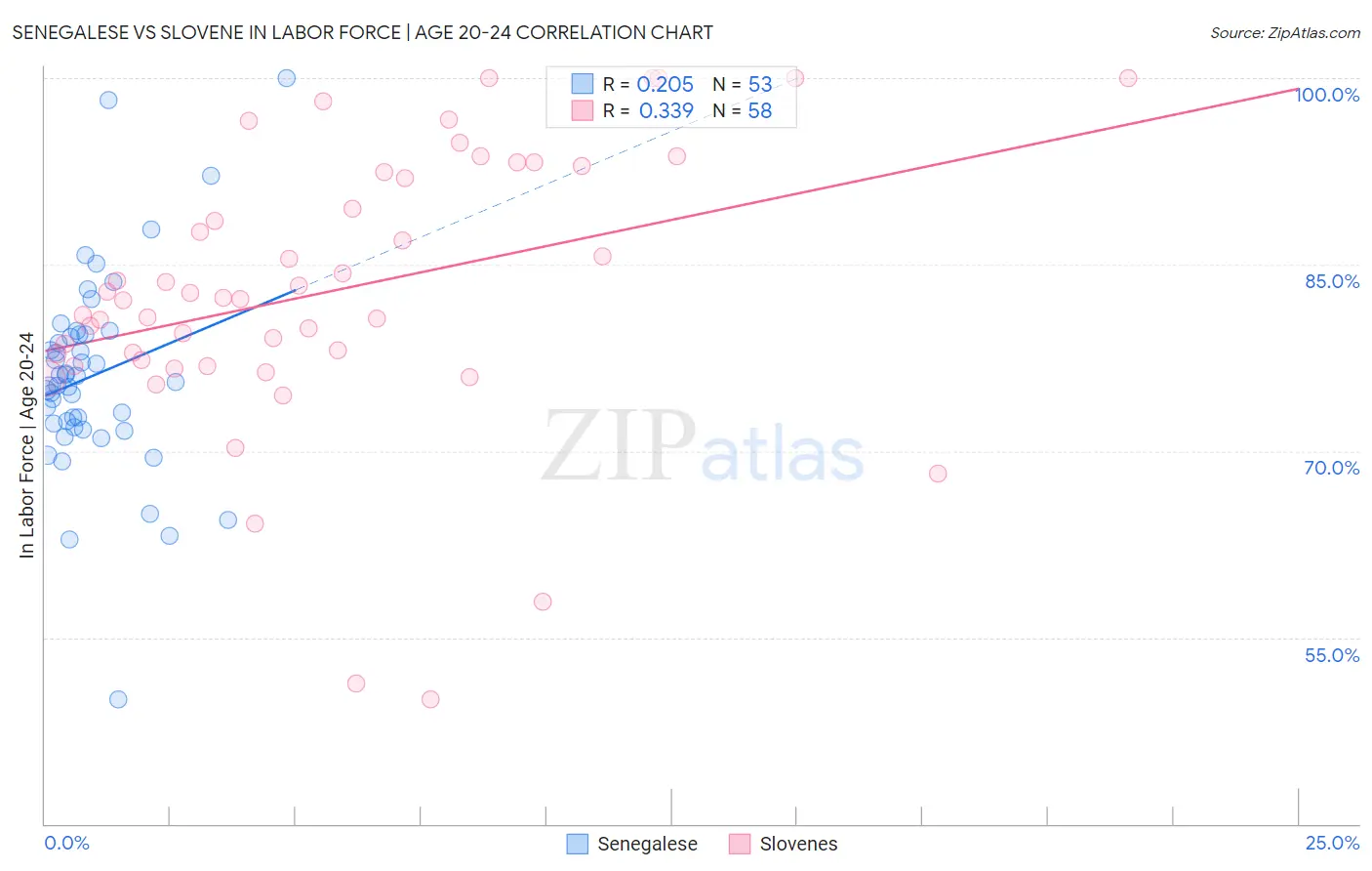 Senegalese vs Slovene In Labor Force | Age 20-24