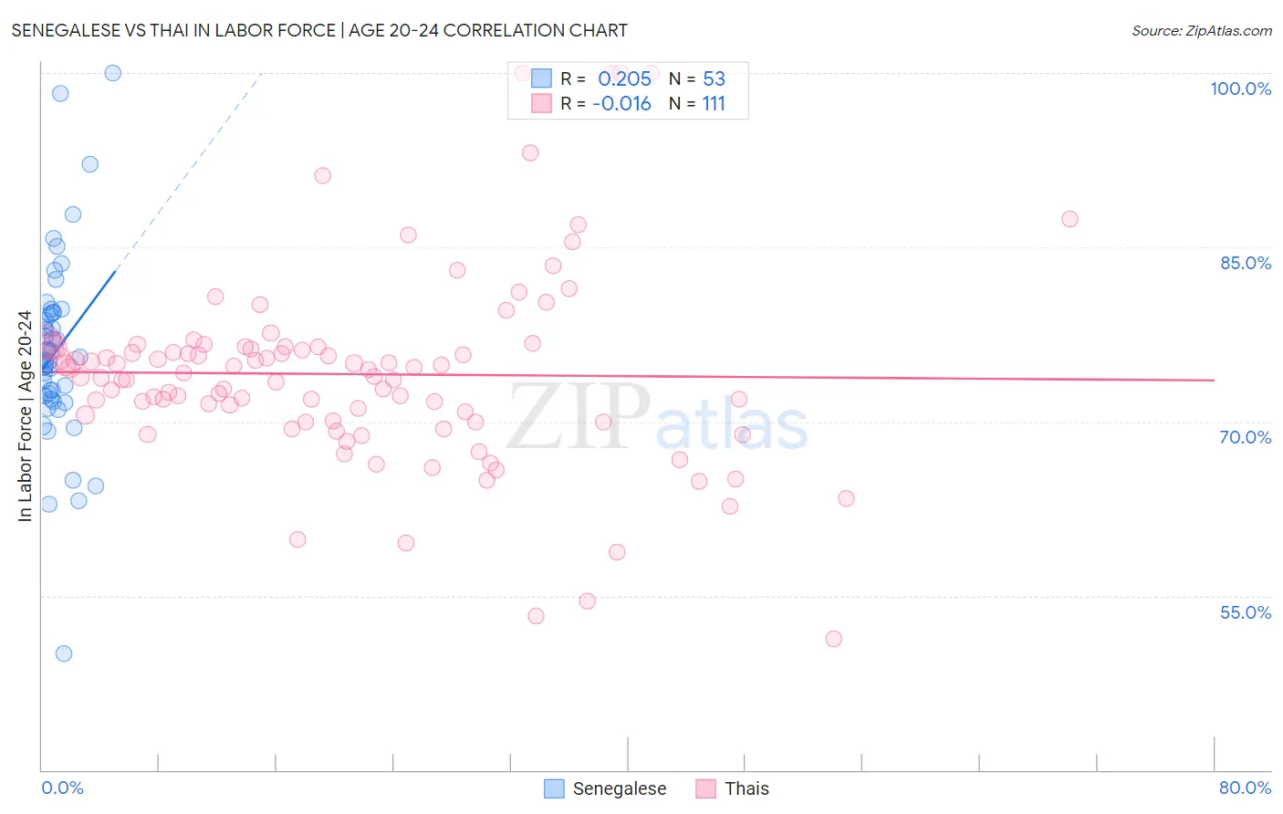 Senegalese vs Thai In Labor Force | Age 20-24