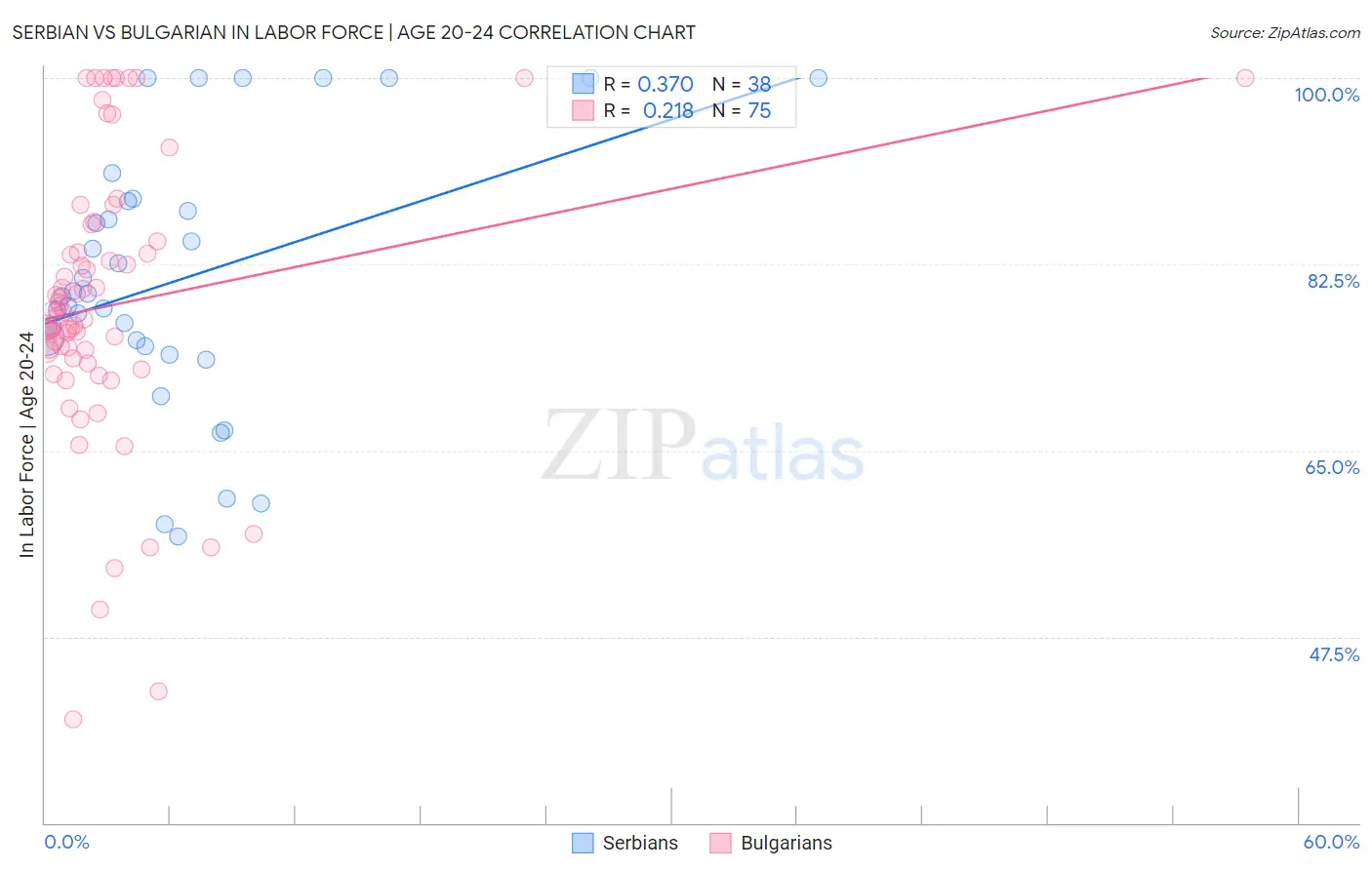 Serbian vs Bulgarian In Labor Force | Age 20-24