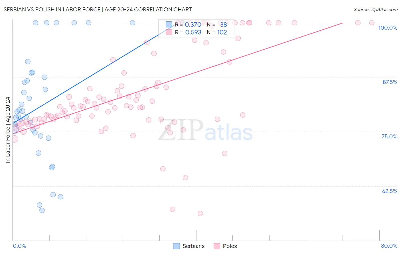 Serbian vs Polish In Labor Force | Age 20-24