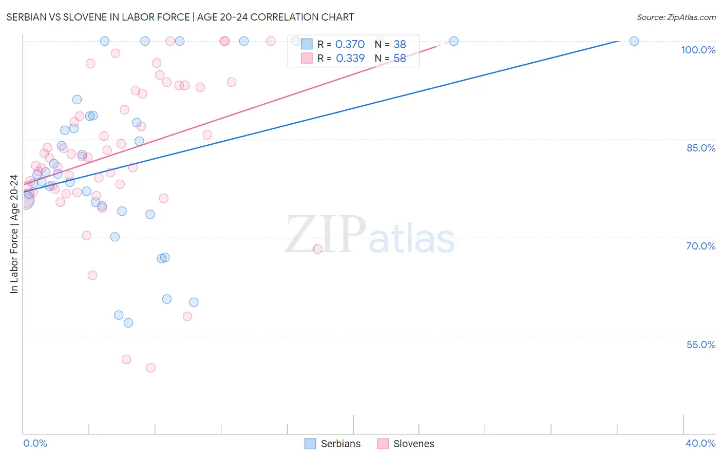 Serbian vs Slovene In Labor Force | Age 20-24