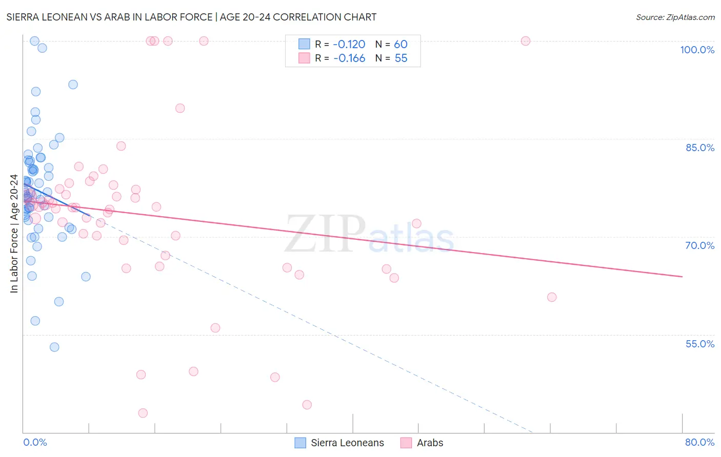 Sierra Leonean vs Arab In Labor Force | Age 20-24