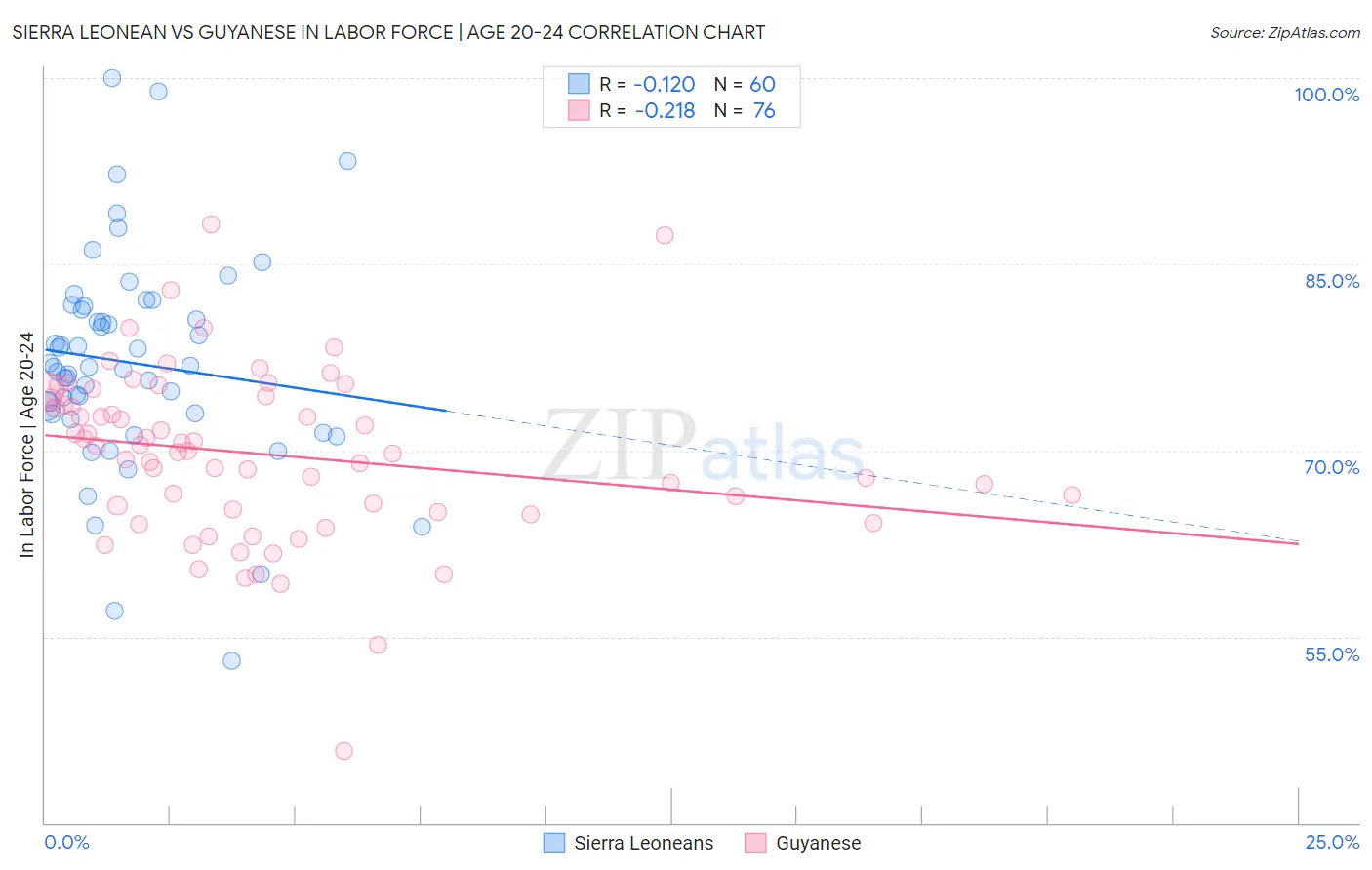 Sierra Leonean vs Guyanese In Labor Force | Age 20-24