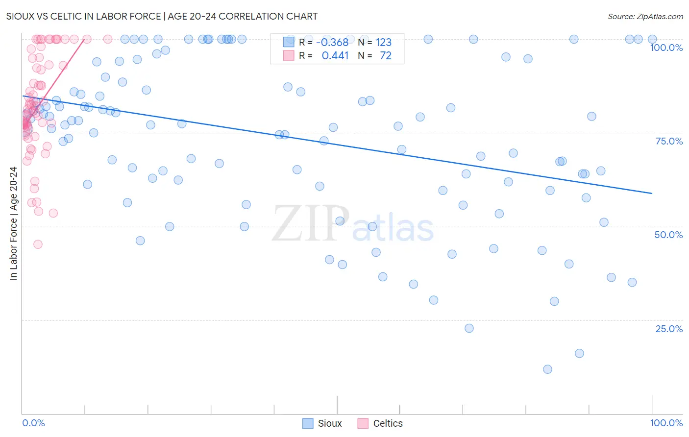 Sioux vs Celtic In Labor Force | Age 20-24